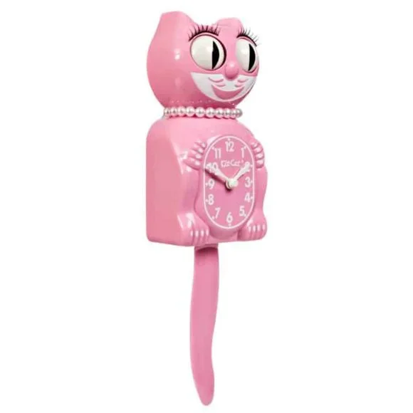 RETIRED urban outfitters Pink Satin Lady Kit Cat Klock